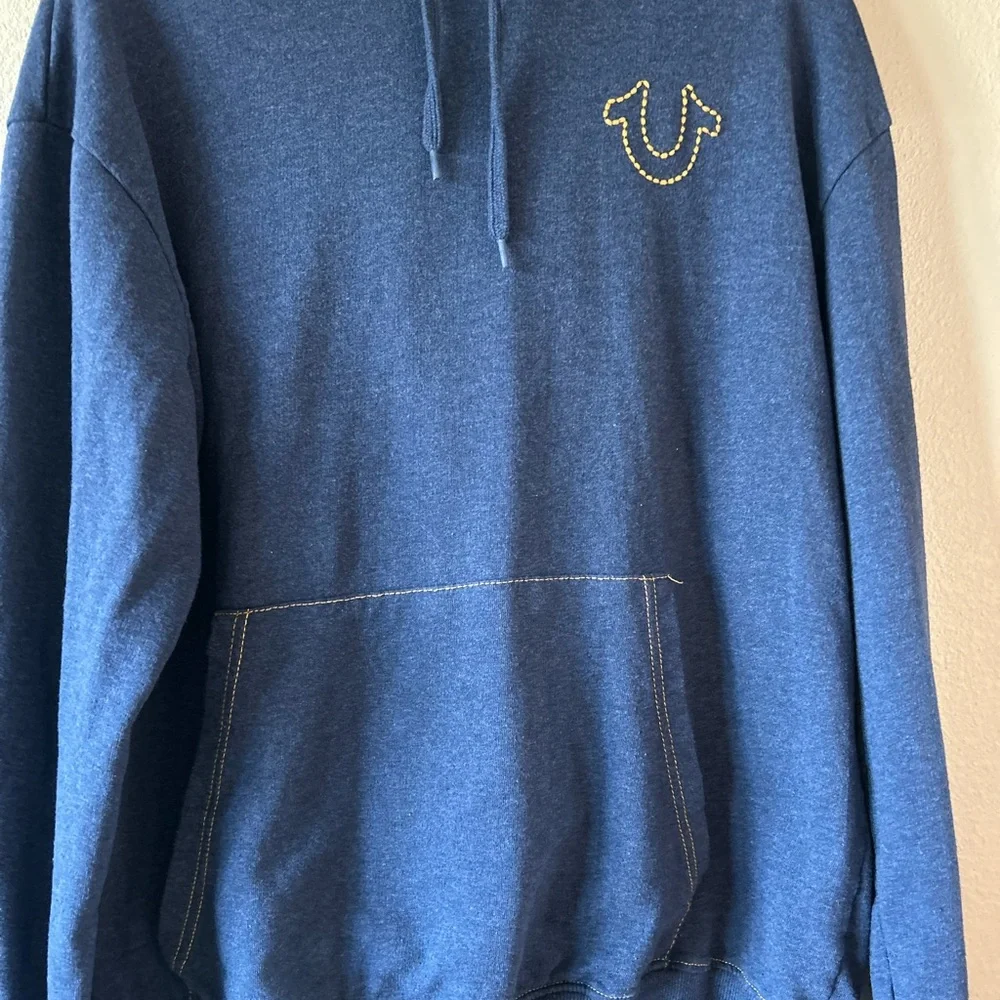True Religion Unisex Hoodie Classic Buddha Logo, Navy Blue, Large, EUC